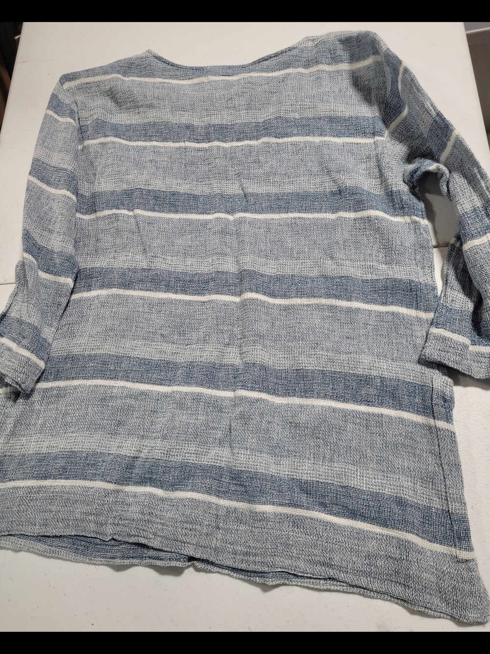 Light Blue Striped Women's Pullover Top - Picture 3 of 4